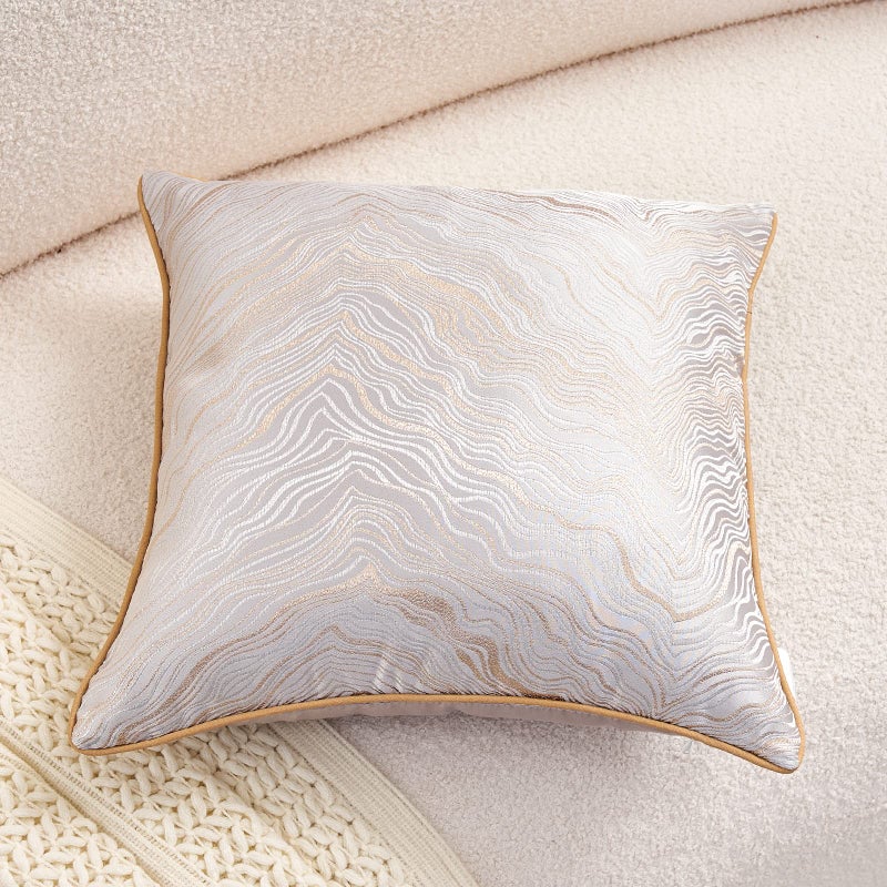 Avigers 20 x 20 Inch Square Silver Gray Gold Abstract Striped Embroidery Cushion Case Luxury Modern Throw Pillow Cover Decorative Pillow for Couch Living Room Bedroom Car - Image 4